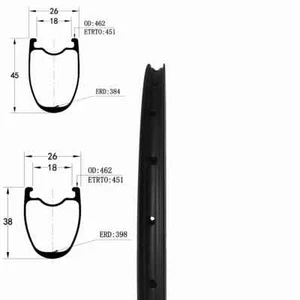 20in Carbon Rims Tubeless Clincher 26mm Wide 38 45mm Deep Bicycle Wheels 20 24H - Picture 1 of 14