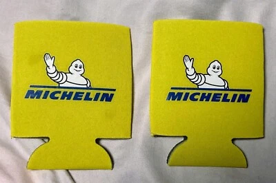 2 Michelin Man Tires Lot of 2 Coozies Coozys  for Cold Cans Drinks Yellow - Image 1 of 4