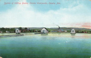 OMAHA NE NEBRASKA CUENCAS DE ASENTAMIENTO DE OBRAS HIDRÁULICAS c 1910 POSTAL DE COLECCIÓN 090524 T - Imagen 1 de 2