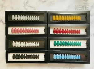 Queen Be Press On Nails Glitter Long Stiletto Fake Nails (Gold,Pink,Red,White) - Picture 1 of 32