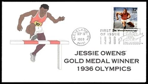 1998 FDC Jesse Owens Gold Medal Winner 1936 Olympics S&D Cachet - Picture 1 of 2