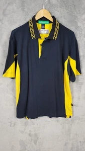 Camisa de golf Knickers para hombre grande negra amarilla color fuerte bloque polo profesional celebridad - Imagen 1 de 12