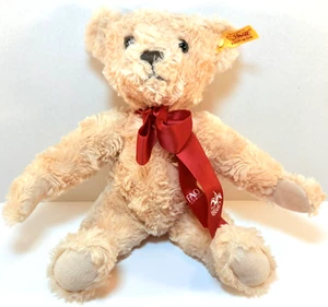 2015 Steiff FAO Schwarz Tan Teddy Bear Red Ribbon Ear Tag & Button Toys R Us 11" - Picture 1 of 11