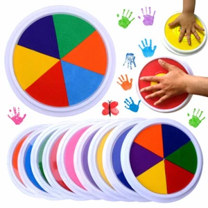 Tampone Timbro Inchiostro Colorato Fai Da Te Pittura Finger Artigianato Cartolina Grande Rotondo per Bambini - Foto 1 di 21