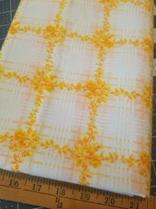 Vintage Mr. Condotti Ltd Yellow Rose Floral Dimity Windowpane Type Fabric 2.5yds - Picture 1 of 4