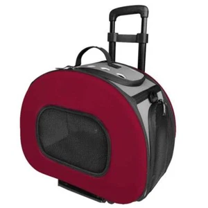 PET LIFE Tough-Shell Wheeled Pet Crate/Carrier 13.7" x 11.1" SM-M Size in Red - Picture 1 of 1