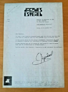 MODE COUTURE LETTRE DU COUTURIER JACQUES D'ESTEREL 1972 - Picture 1 of 1