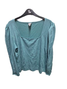 Worthington Blusa Top Donna Collo Quadrato, Manica Lunga Turchese Taglia: XXL - Foto 1 di 11