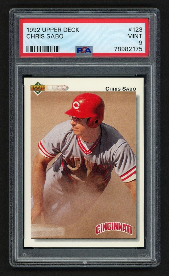 1992 UPPER DECK CHRIS SABO #123 CINCINNATI REDS GREAT SPUDS PSA 9 MINT - Image 1 of 3