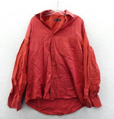 Bachrach Medium Mens 15.5 33 Dress Shirt Orange Spotted Button Down Long Sleeve - Image 1 of 4