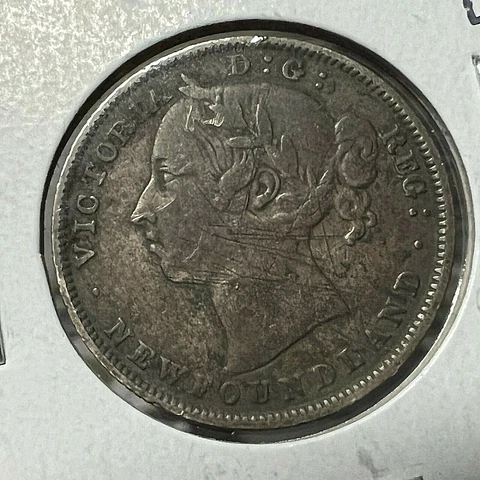 1890 NEWFOUNDLAND CANADA SILVER 20 CENTS SCARCE COIN Cover