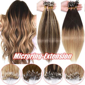 Micro Ring Beads Loop 100% Real Remy Human Hair Extensions Links Tips 14"-24" 1G - Picture 1 of 60