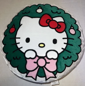 Pottery Barn Teen Holiday Hello Kitty Christmas Wreath Pillow 14" X14" White - Picture 1 of 3