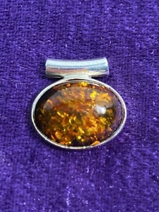 Bernstein Dia Anhänger Set in 925 Sterling Silber Neu nie getragen nur Anhänger - Bild 1 von 7