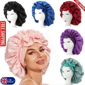 Satin Bonnet Night Sleep Hat Cap Silk feel Head Wrap Turban Cover Long Hair Care - Picture 1 of 22