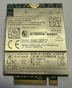 Dell WWAN 5G eSIM PCIe M.2 Karte DW5930e T99W175 Dell P/N 2CGM7 - Bild 1 von 1