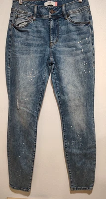 Cabi Cinch Skinny Women Casual Denim Blue Jeans Midrise Distressed Size 8 - Image 1 of 4