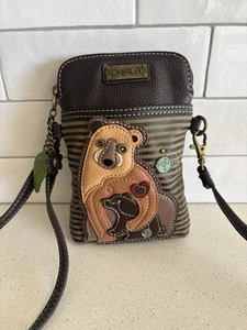 Chala Cellphone Small Hand Bag Crossbody Purse Mama Bear & Cub Wildlife NWOT - Picture 1 of 7