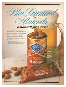 Print Ad 1984 Blue Diamond Almonds Nothing Beats Smokehouse and Beer - Picture 1 of 1