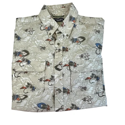 Camisa informal para hombre CHAPS Ralph Lauren diseño pesca con mosca rendimiento ventilado. Med. Foto 1 de 4