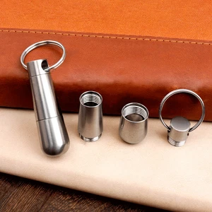 Titanium Waterproof Pill Case Holder Container Organizer Portable Keychain Box - Picture 1 of 9