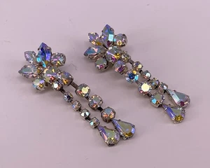 Vintage GABLONZ Ohrclipse mit Straßsteinen, Musterohrringe (S 6023) - Bild 1 von 2