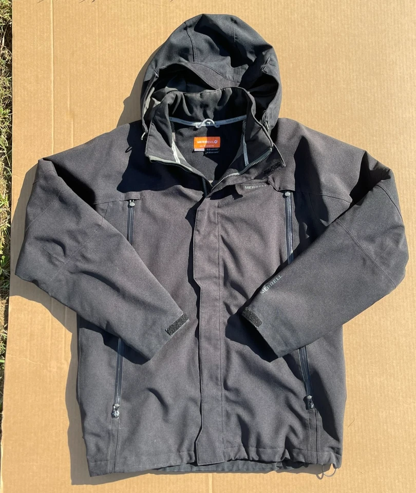 Merrell Men's Cascadia Large Black Opti Shell  Full Zip Hooded Rain Jacket - Image 1 of 4