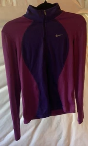 Nike Maglia Donna Running Dri Fit 1/4 Zip Pullover Fori Pollice 2 Toni Viola XS - Foto 1 di 11
