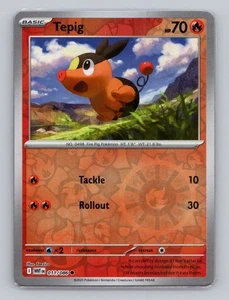 Tepig 011/086 Reverse Holo White Flare WHT EN Pokemon Scarlet & Violet TCG - Picture 1 of 2