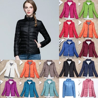 PLUS SIZE Ladies Quilted Padded Puffer Bubble Warmer Ultralight Down Jacket Coat - Image 1 of 4