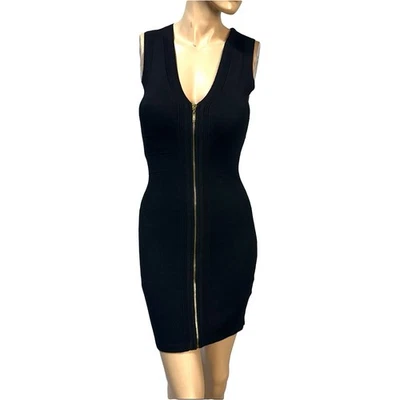 Vestido Suéter Guess Briella Para Mujer Negro Mini Cremallera Completa Bodycon Sin Mangas S Nuevo con Etiquetas Foto 1 de 4