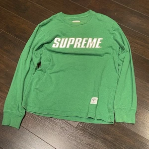 SUPREME Reflective Logo Long Sleeved T-Shitt Mens Size S Heather Kelly Green - Picture 1 of 15