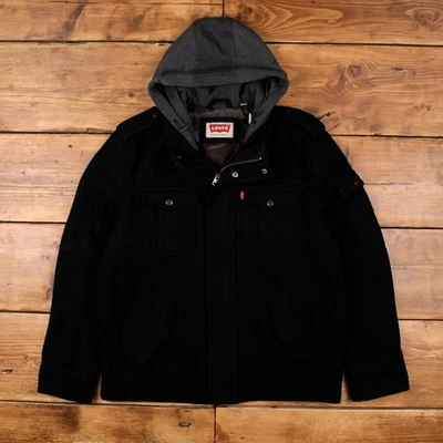Vintage Levi's Overcoat Jacket L Utility Chore Coat Black - Image 1 of 4