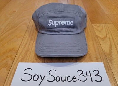NEW SUPREME WASHED CHINO TWILL CAMP CAP GREY BOX LOGO SS22 RARE - Image 1 of 4