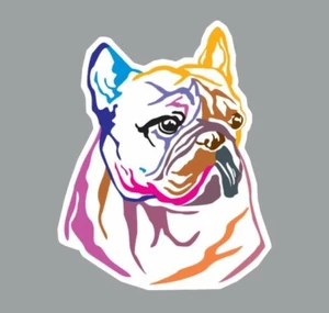 French Bulldog Frenchie Dog Colorful Portrait Art Die Cut Glossy Fridge Magnet - Picture 1 of 3