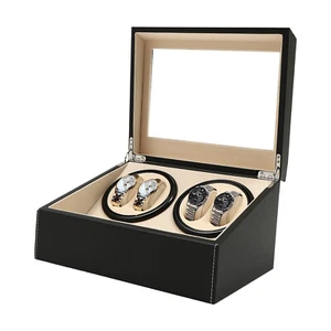4+6 PU Leather Watch Winder Display Box Automatic Rotation Storage Wooden Case - Picture 1 of 12