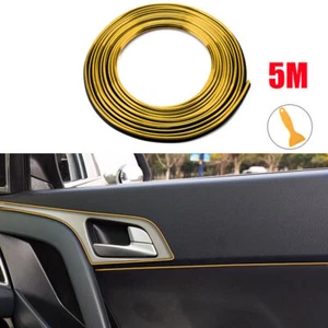 5M Universal Car Interior Moulding Trim Strip Decor Door Edge Gap Line Gold DIY - Picture 1 of 7