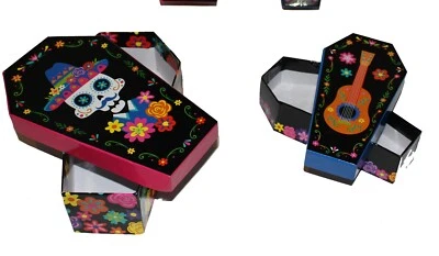 8" 2 Stackable DOD, Dia de los  muertos Candy Coffins, Table Decorations, favors - Image 1 of 2