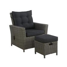 Alaterre Furniture Outdoor Recliner W/ Dark Gray Cushion, Wicker W/ 15" Ottoman