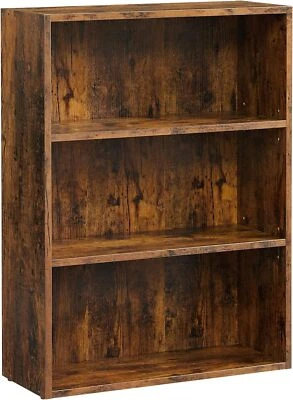 ‎VASAGLE Bookshelf, 3-Tier Open Bookcase with Adjustable Storage Shelves, Rustic Brown