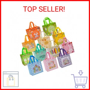 12PCS Easter Gift Bags Large Reusable Bunny Egg Easter Basket Tote Bags,Non-Wove - Picture 1 of 2