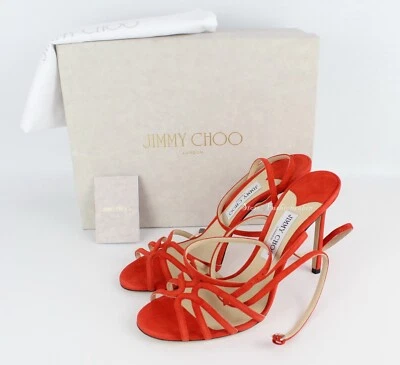 NEW JIMMY CHOO Mimi 100 Cutout Suede Sandals, Chilli, EU 41.5, MSRP $850 - Image 1 of 4
