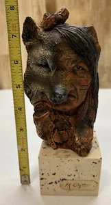 Wolf Native American Statue Marka Gallery Resin Figure Marble Base 8" M Gryston  - Picture 1 of 8