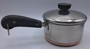 Vintage 1801 Revere Ware 1 QT Kochtopf Topf Kupfer plattiert Boden mit Deckel - Bild 1 von 4