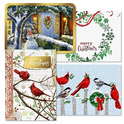 (12) Deluxe Christmas Note Cards 4 Designs  Blank Inside 5x7 w/Envelopes - Image 1 of 4