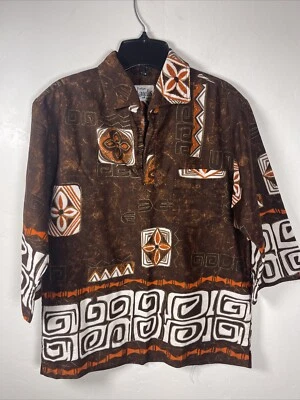 Camisa de tela de corteza Evelyn Margolis vintage hawaiana Tiki Aloha Foto 1 de 4