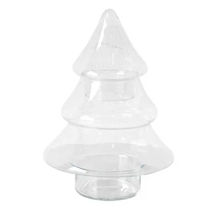Christmas Tree Glass Biscuit Cookie Treat Jar Candy Cane Sweet Container Storage - Picture 1 of 3