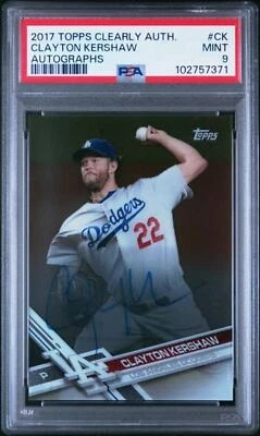 2017 Topps Clearly Authentic #CAAU-CK Clayton Kershaw PSA 9 MINT Auto Dodgers - Image 1 of 2