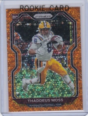 THADDEUS MOSS ROOKIE CARD 2020 RARE Dicsco ORANGE PRIZMS RC Football LSU TIGERS! - Image 1 of 2