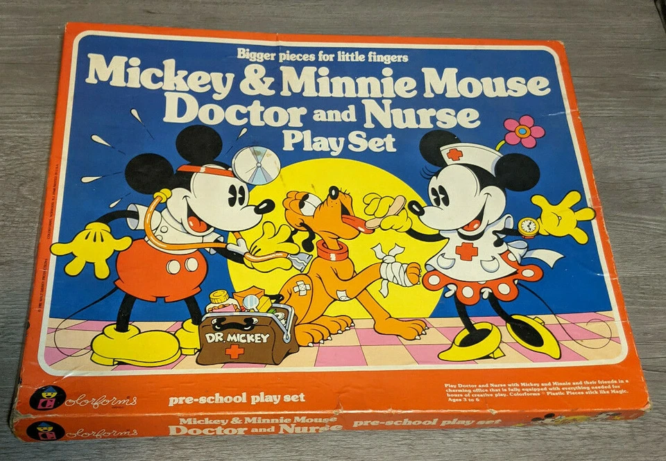 Rare Vintage Colorforms Mickey Minnie Mouse Doctor & Nurse Pre-School Play Set - Image 1 of 4